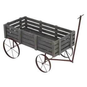 4944gy Shine Company 51.5 Inch L Gray Decorative Buckboard Wagon Planter Cedar Wood