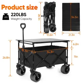 Shinleypack 774351312760 Collapsible Wagon With Table Large Capacity Foldable Wagons Cart #2