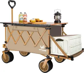 Shop Inc 705353487453 Collapsible Folding Wagon With Table Heavy Duty Utility Beach Wagons Opened