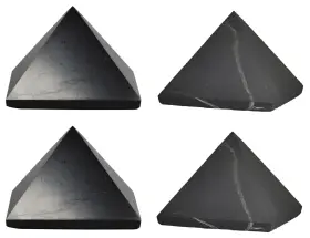 Shungite World 198715963069 4 Pcs Authentic Pyramids Set Polished And Unpolished 60 Mm / 2.36 Inch C