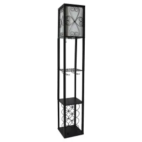 Lf1015-blk Simple Designs Floor Lamp Etagere Organizer Storage Shelf And Wine Rack With Lin