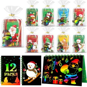 B0fhkd2y56 Skrajoi 12-pack Christmas Rainbow Scratch Art For Kids Party Favors Crafts