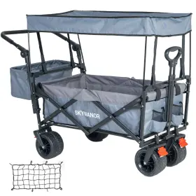 Skymanor 798439895570 Collapsible Wagon Folding Garden Cart With Removable Canopy Utility Car
