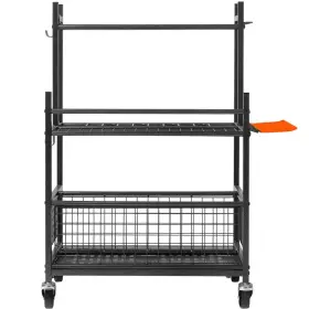 Skyshalo 313021788780 Garden Tool Organizer 16-slots With Hooks Yard Rack Wheels Holds Ra