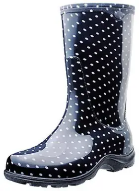 5013bp10 Sloggers Tall Boot Black Polka Dot Womens Size 10 -