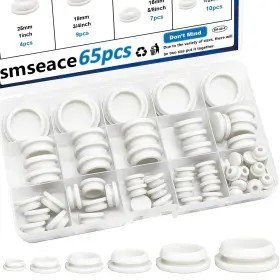 Sm-46-4 Smseace 65pcs White Rubber Plugs 6-sizes 1 Inch 3/4 5/8 6-25mm