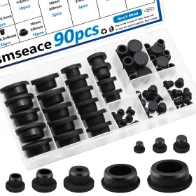 Sm-47 Smseace 90pcs Rubber Plugs 9-sizes 1 Inch 7/8 3/4 5/8 5.5-26mm Black