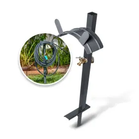 Snow Joe 842470107328 Sun Steel Garden Hose Stand Brass Faucet Quick Install Anchor Base Used