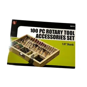 Ra9110 Sona Enterprises Rotary Tool 100 Pc Accessories Set 1/8 Inch Shank - In Wooden Storage Box