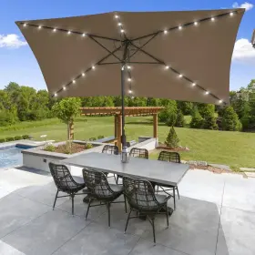 R-hs-rled19tp Sonkuki 20% Off Free Shipping Solar Led 10 Ft. X 6.5 Patio Rectangle Market Umbrell