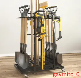 Soyeeze Ca-sy-gtb3020 Garden Tool Organizer Cart 3-tier Rack 35 Tools 12 Hooks Locking Wheels