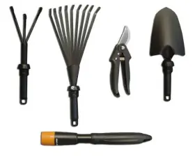 Sparehand Systems 832085003177 5-in-1 Garden Tool Set With Interchangeable Handles Black