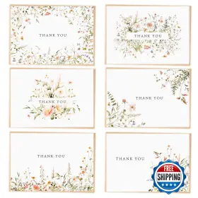 B0ds8nsy8q Spiritdust 52 Floral Thank You Cards Bulk With Kraft Envelopes And Stickers 3.5x5