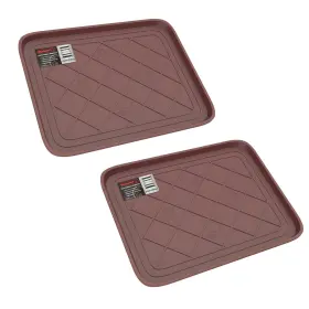 Sh-bund154 Stalwart All Weather Boot Tray Brown Water Resistant Plastic Diamond Pattern Shoe Mat
