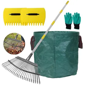 St-g296g Stanew 65 Inch Garden Leaf Rake Set For Leaves Adjustable Long Handle