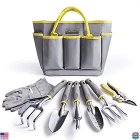 B076b4vjxq Stanley 8pcs Heavy Duty Garden Tool Set With Gloves And Tote Bag - Perfect Gardening Gift