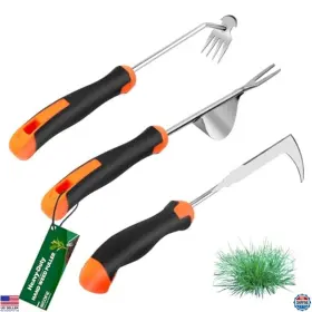 B0d47sll63 Stanley 2025 Hand Weeder Tool Set Rubber Handle 4 Teeth Manual Weeding Tools 3 Pcs
