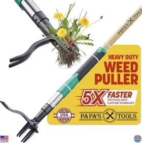 B0d7f55fkl Stanley 44 Inch Stand Up Weeder Tool 4 Claw Steel Head Bamboo Handle For Garden Weeding