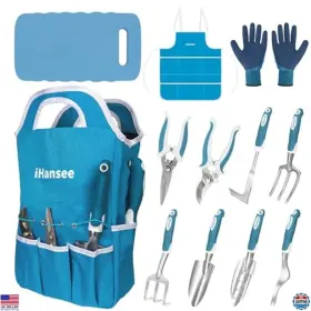 B0fdkswqgk Stanley 12-piece Blue Gardening Tool Set Ergonomic Hand Tools Organizer Bag And Gloves