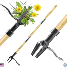 B0ff25px8f Stanley Stand Up Weed Puller Tool Long Handle Bamboo And 4-claw Steel Head Lawn/yard