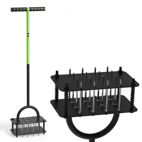Steelite Az6081 Lawn Aerator Manual Tool With 16 Spikes Metal Grass For Yar
