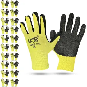 Stix-on 196852005819 10 Or 20 Pairs Work Gloves Heavy Duty Rubber Coated Safety GlovesR