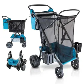 Strolee 850055596696 Large Wheeled Collapsible Beach Cart For Soft Sand Shopping Camping And Garde