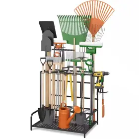 Sttoraboks 445024361349 3-tier Garden Tool Organizer With Hooks For Shed Basement Outdoor Home
