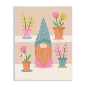 Stupell Industries 196216677584 Patterned Garden Gnome Flower Pots Honey Bee Design By Lisa Perry Whitebutton