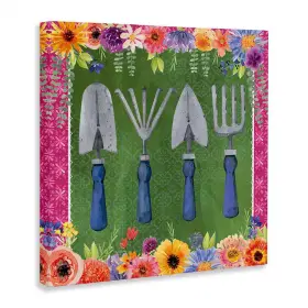Stupell Industries 726084722408 Gardening Tools And Floral Border By Nicole Decamp Unframed Coastal Graphic Art Pr