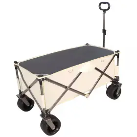 Sudzendf 744110621341 Antique White 4.83 Cu. Ft. Steel Garden Cart With Big Wheels Adjustable Handle