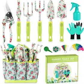 Sukki 791564724975 Gardening Tool Set - 13 Pcs Heavy Duty Aluminum Tools Kit Floral Pr