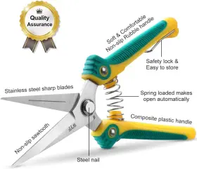 Summerlemon 726084740686 Wyf Pruning Scissors Professional Garden Shears - Straight Stainless Steel Blad #3