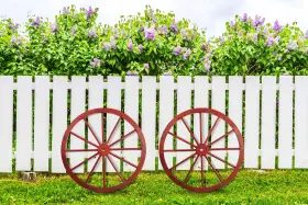 412011 Sun-ray 814717025320 Wooden Wagon Wheel Red #2