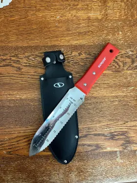 Sjhh725 Sunjoe Sun Joe 6 Inch Hori Garden Knife With Red Handle And Vinyl Sheath