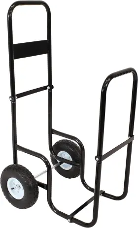 Sunnydaze Decor 313053845895 Outdoor Firewood Log Cart With Pneumatic Tires - Black Steel Rolling W #2