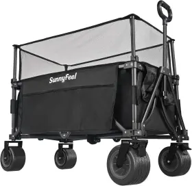 300l Sunnyfeel 711182017037 Extra Large Folding Wagon - 500lbs Heavy Duty Beach Cart Wi