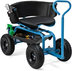 Su-4030bl-tg Superbuy Rolling Gardening Stool Goplus Adjustable Swivel Seat With Tool Tray And Handle