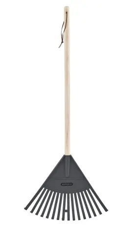 Superio 810541000175 Rake With Hardwood Handle Durable Plastic Head To Sweep Leaves In Lawn And T