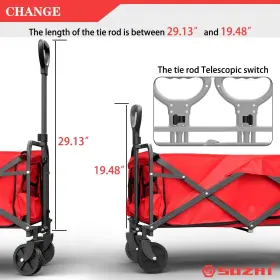 Suzhi 294019379194 Small Foldable Wagon And Shopping Carts With Wheels For Groceries Red Ca #3