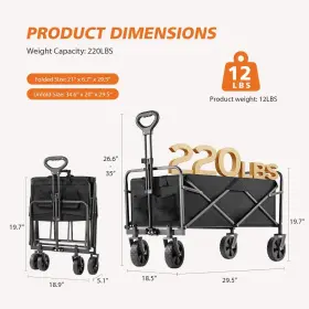 Sweetcrispy 718550765750 Collapsible Foldable Wagon Cart Large Capacity Garden Beach With All-te #3