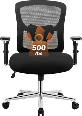 9011bk-h2sun Sweetcrispy Big And Tall Office Desk Chair With Lumbar Support 500lbs Heavy