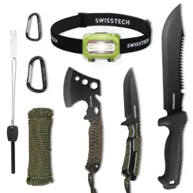 001107 Swiss Tech Hatchet And Machete Axe 8pack With Rope Handle Fixed Blade Hunting Knife