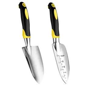 Sxbbsmc 048518336556 Garden Trowel Hand Shovel 2 Piece Castaluminum Heavy Duty With Soft Rubber Handl