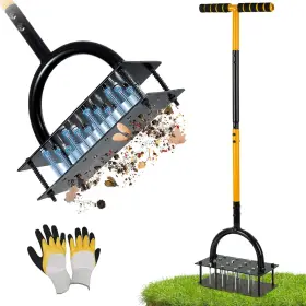 Sykart 445040778749 Lawn Aerator Tool With 16 Steel Spikes Grass Tools Spring-loa
