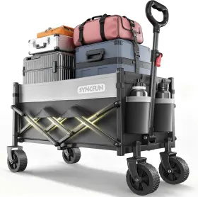 Syn-bu7-90219 Syncfun Heavy Duty Collapsible Wagon Cart Foldable With 300lbs Capacity Portable