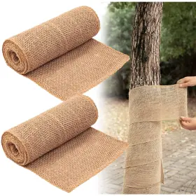 17x-burlapwrap Sywhxy 2 Rolls Burlap Tree Protector Wraps 7.8 Inch 9.8ft Winter Trunk 2pcs