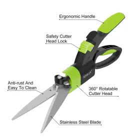Szhlux 702571830634 Grass Shears 360-degree Swivel Blades Green #2