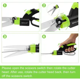 Szhlux 702571830634 Grass Shears 360-degree Swivel Blades Green #3