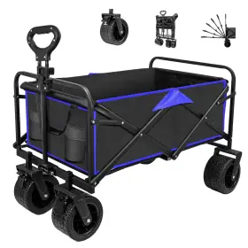 Szhlux 749874322244 Collapsible Foldable Wagon Beach With Big Wheels For Sand Utilit